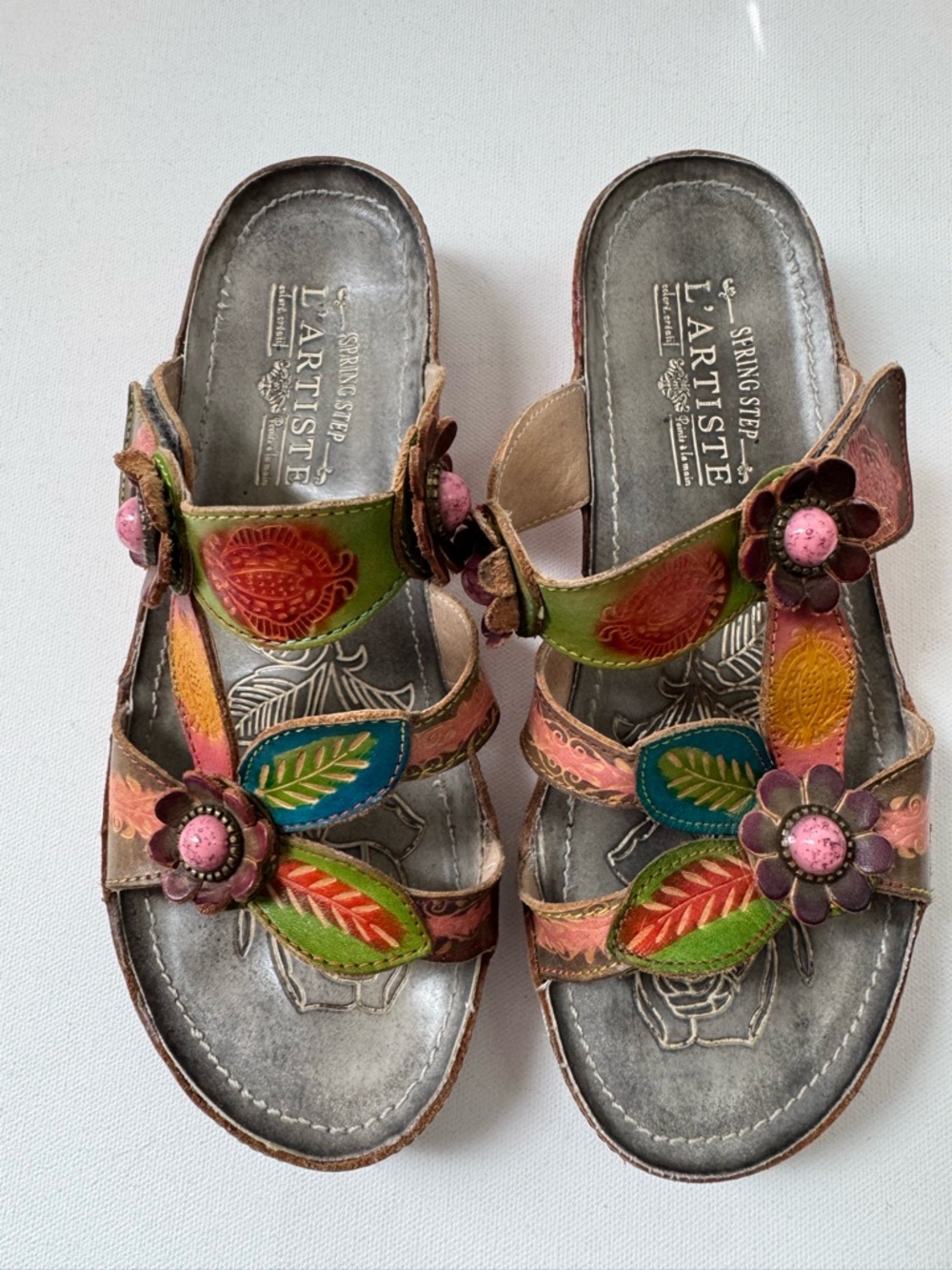 L'Artiste by Spring Step Hand-Painted Leather Sandals Size 37 $100